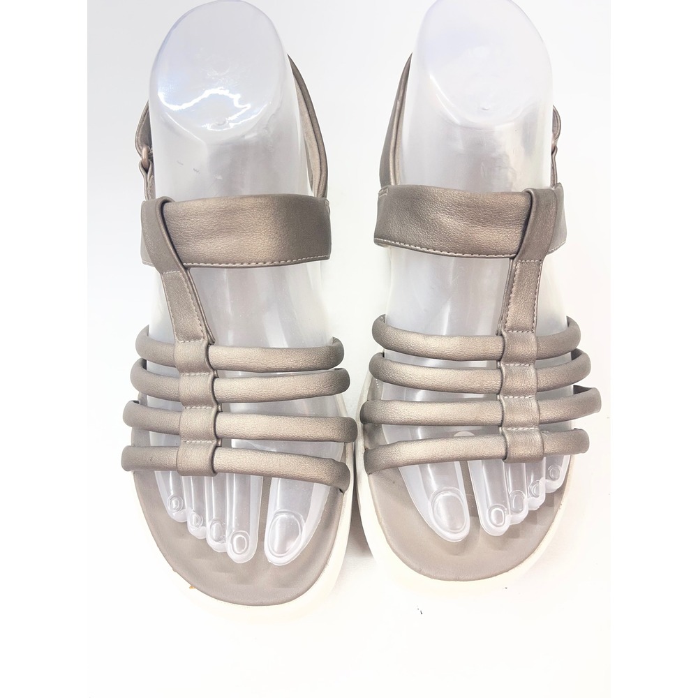 Clarks Arla Glade Cloudsteppers Metallic Pewter Strappy Platform Sandals 7.5W